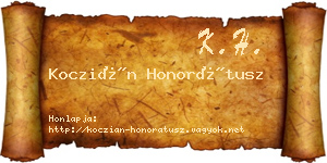 Koczián Honorátusz névjegykártya